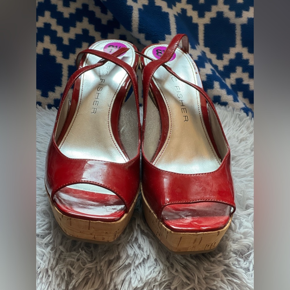 Red Marc Fisher wedge heel